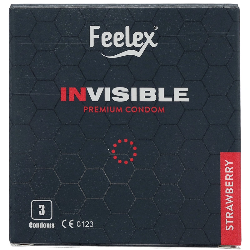 Bao cao su Feelex Invisible hương dâu, siêu mỏng 52mm hộp 3 cái - 3